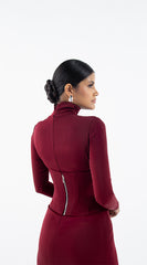 فستان مارون طويل مع كورسيه منفصل