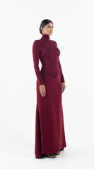 فستان مارون طويل مع كورسيه منفصل